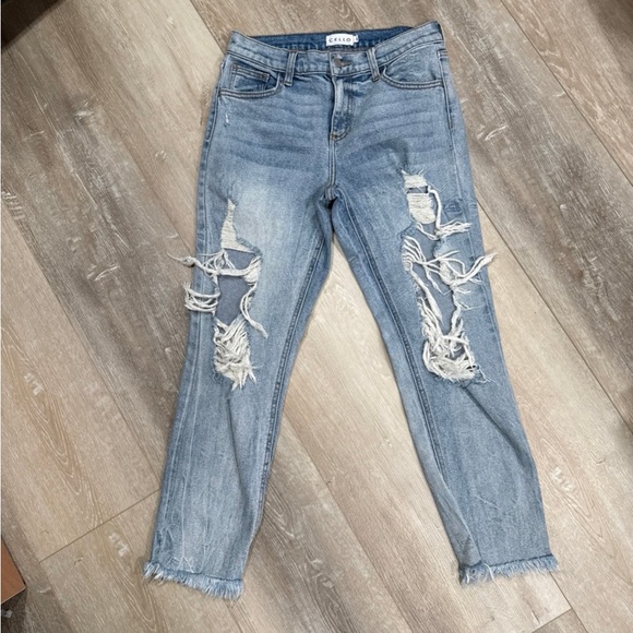 Cello Light Blue Distressed Ankle Jeans - Picture 1 of 2